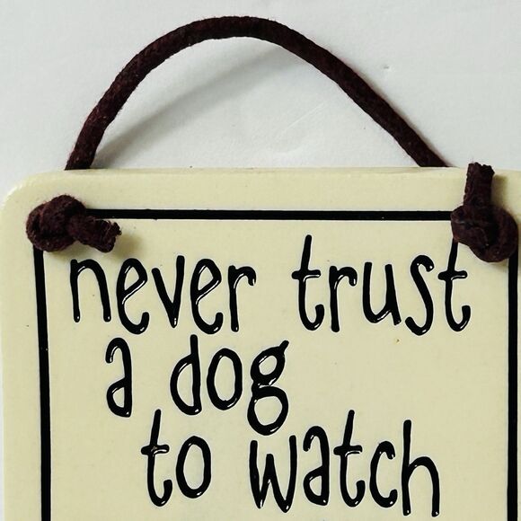 Spooner Creek Never Trust A Dog Etched Clay Tile Wall Plaque 2003 2.5X3.5" - Picture 3 of 6